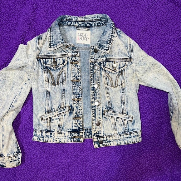 THREAD & SUPPLY CROPPED JEAN JACKET - Picture 1 of 2